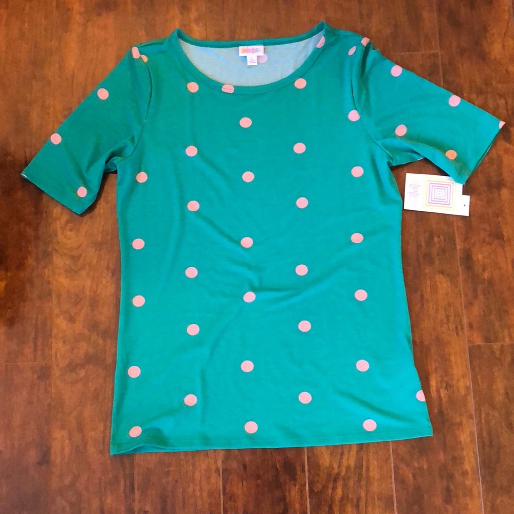 LuLaRoe Gigi* Turquoise w/ Pink Polka Dots ~ sz Large
